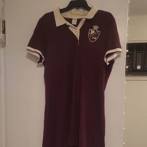 PINK VS Maroon Polo Dress with White Details